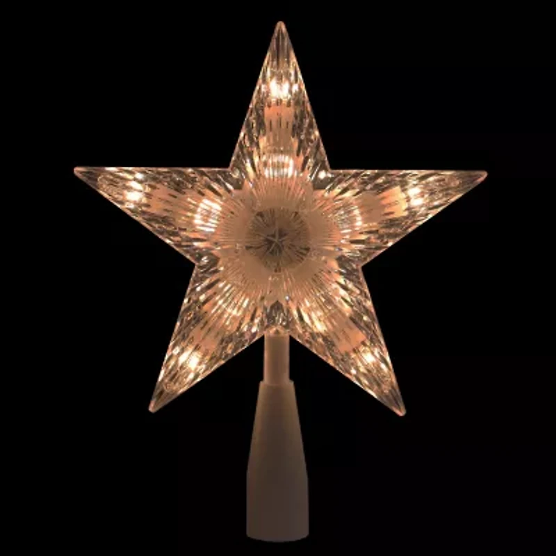 7.25'' Clear and White 5-Point Star Traditional Christmas Tree Topper - Clear Lights