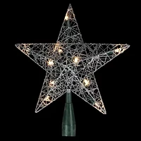 9'' Lighted Silver Wire Star Christmas Tree Topper - White LED Lights