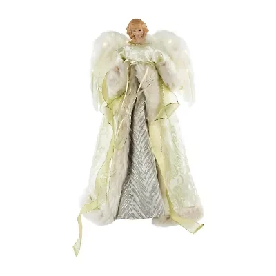 18'' Lighted White and Gold Angel in a Dress Christmas Tree Topper - Warm White Lights