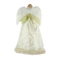 18'' Lighted White and Gold Angel in a Dress Christmas Tree Topper - Warm White Lights
