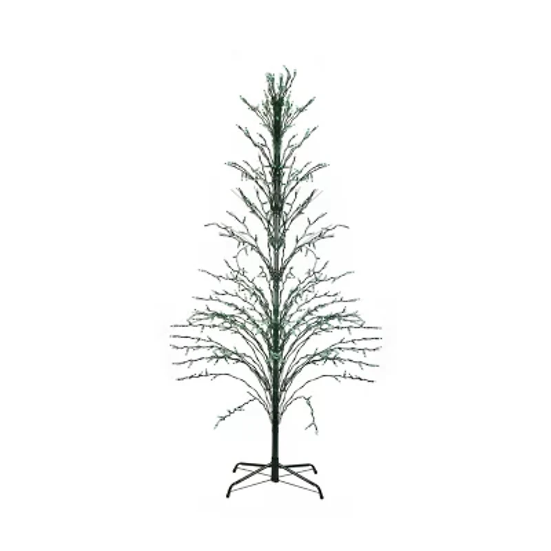 9' Black Pre-Lit Artificial Cascade Twig Christmas Tree - Green Lights