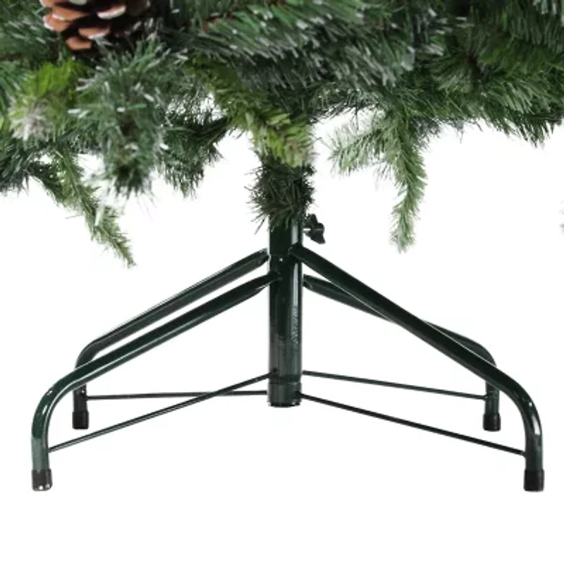 7' Full Snowy Delta Pine with Cones Artificial Christmas Tree  Unlit