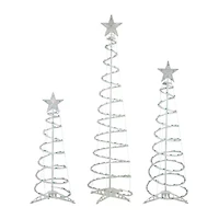 Set of 3 Green Lighted Spiral Christmas Trees  3'  4'  and 6'