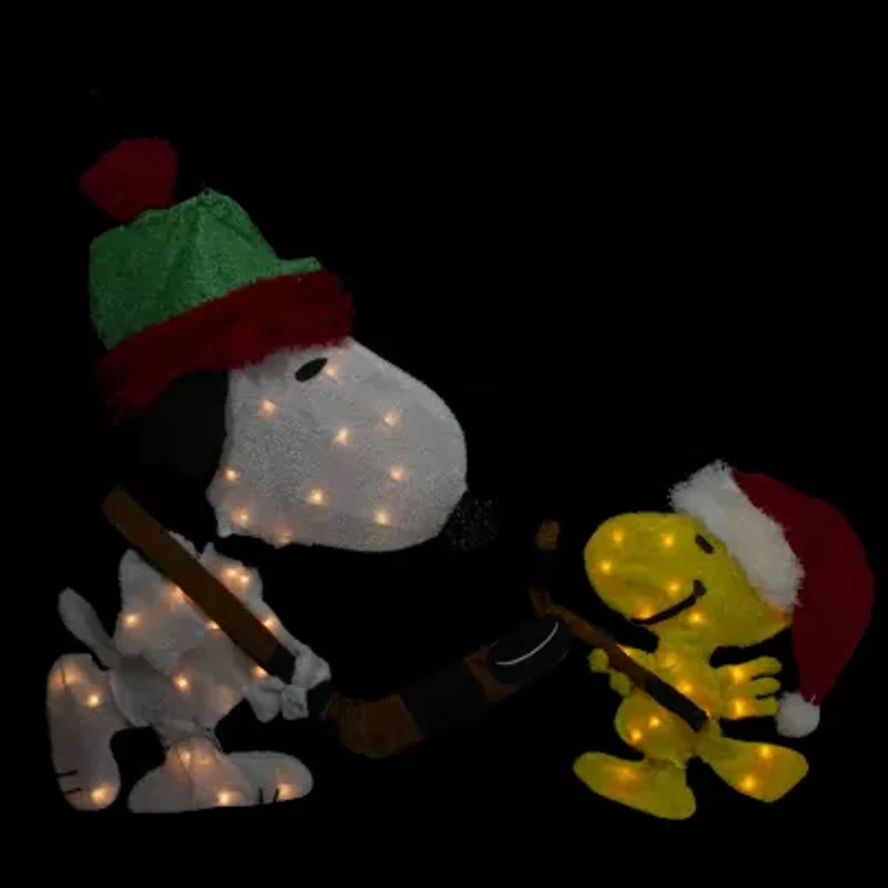 28'' Lighted Snoopy and Woodstock Play Hockey Outdoor Christmas Yard Decoration