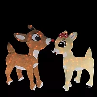 Set of 2 Lighted Rudolph and Clarice Outdoor Christmas Decorations  32"
