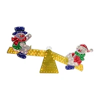 48'' Yellow and Red Pre-Lit Holographic Snowmen on See Saw Outdoor Christmas Decor