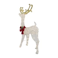 48'' LED Lighted Glitter Reindeer with Sleigh Outdoor Christmas Decoration