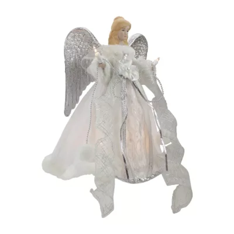 12'' Lighted Silver Angel with Wings Christmas Tree Topper