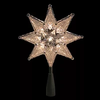 8'' Silver and Clear Mosaic Star Lighted Christmas Tree Topper - Clear Lights