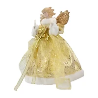 12'' Lighted Gold Angel with Wings Christmas Tree Topper - Clear Lights