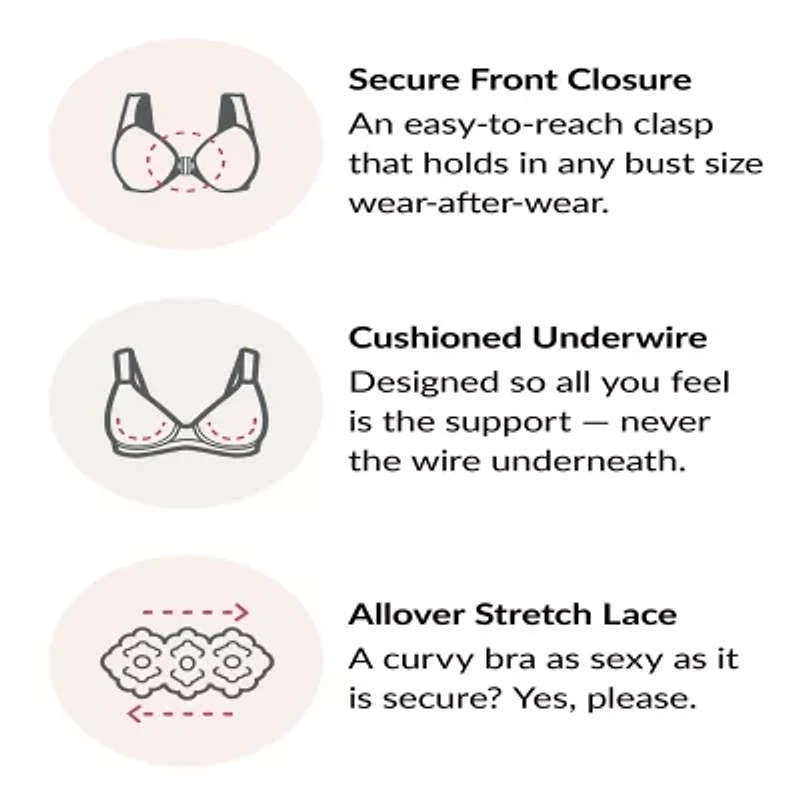 Glamorise WonderWire® Front-Closure Stretch Lace Underwire Bra-9245