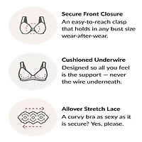 Glamorise WonderWire® Front-Closure Stretch Lace Underwire Bra-9245
