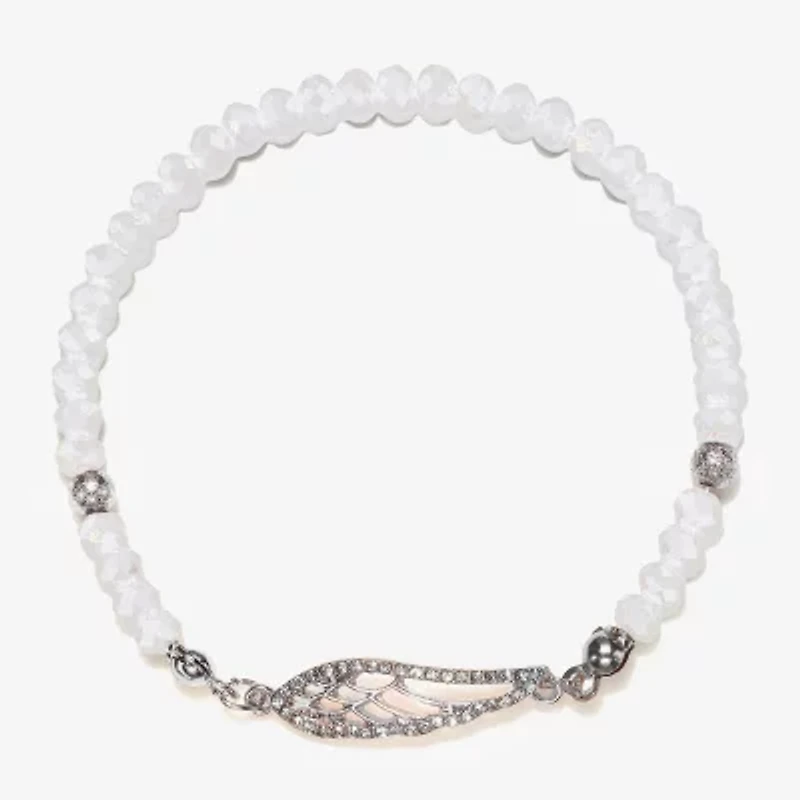 Bijoux Bar Delicates Silver Tone Womens Glass Wing Stretch Bracelet