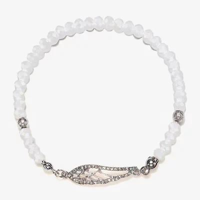 Bijoux Bar Delicates Silver Tone Womens Glass Wing Stretch Bracelet
