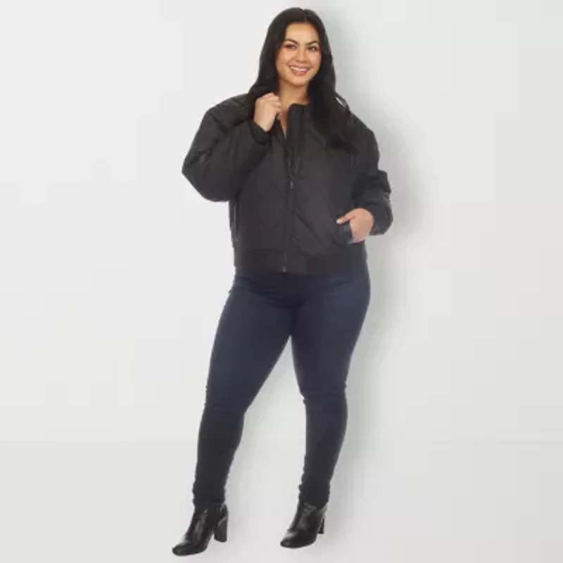 White Mark Womens Lightweight Plus Bomber Jacket