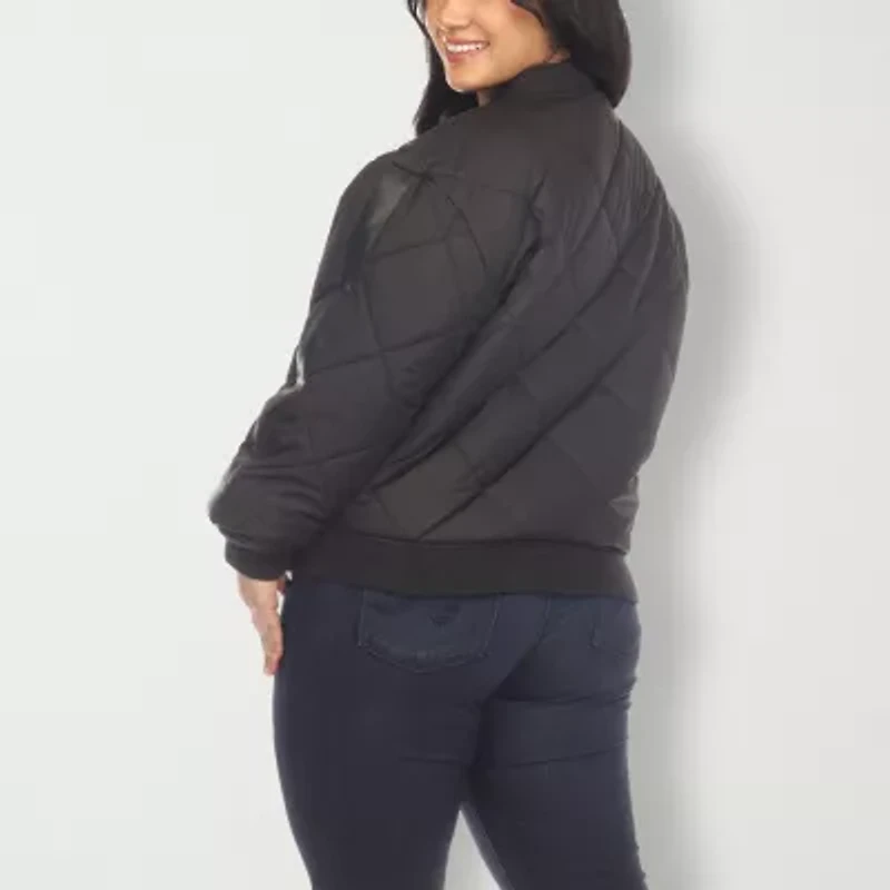 White Mark Womens Plus Lightweight Bomber Jacket