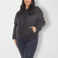White Mark Womens Plus Lightweight Bomber Jacket