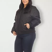 White Mark Womens Plus Lightweight Bomber Jacket