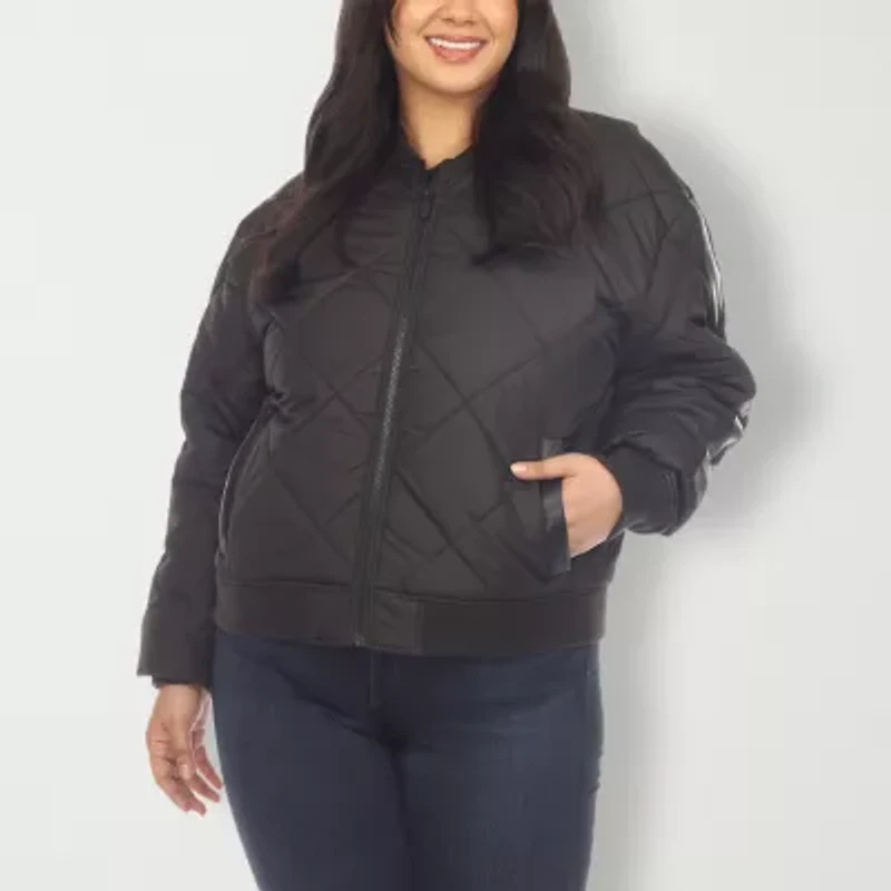 White Mark Womens Lightweight Plus Bomber Jacket