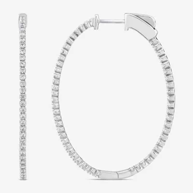 (G / SI1-SI2) 1 CT. T.W. Lab Grown White Diamond 10K or Yellow Gold 41mm Oval Hoop Earrings