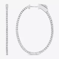 (G / SI1-SI2) 1 CT. T.W. Lab Grown White Diamond 10K or Yellow Gold 41mm Oval Hoop Earrings