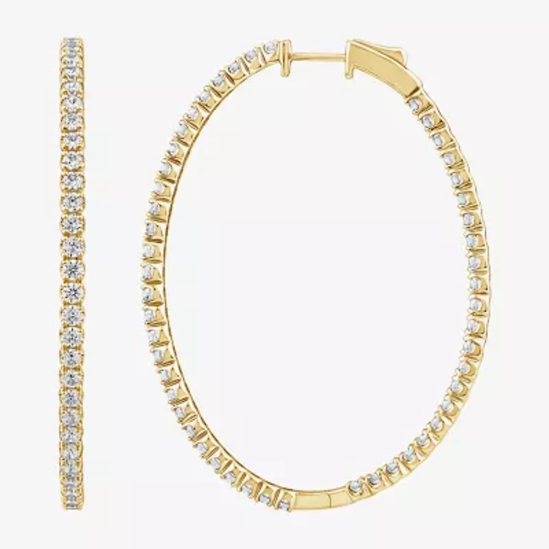 (G / SI1-SI2) 5 CT. T.W. Lab Grown White Diamond 10K and 14K White or Yellow Gold 56.4mm Hoop Earrings