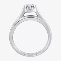 (G / Si1-Si2) Womens 1 1/2 CT. T.W. Lab Grown White Diamond 10K Gold Oval Side Stone Halo Bridal Set