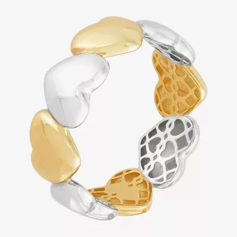 Womens 8.5MM 10K Two Tone Gold Heart Band