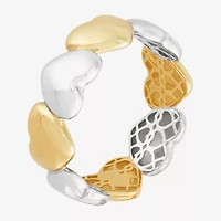 Womens 8.5MM 10K Two Tone Gold Heart Band