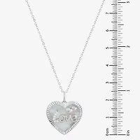 Limited Quantities! "Love" Womens White Mother Of Pearl Sterling Silver Heart 18 Inch Pendant Necklace