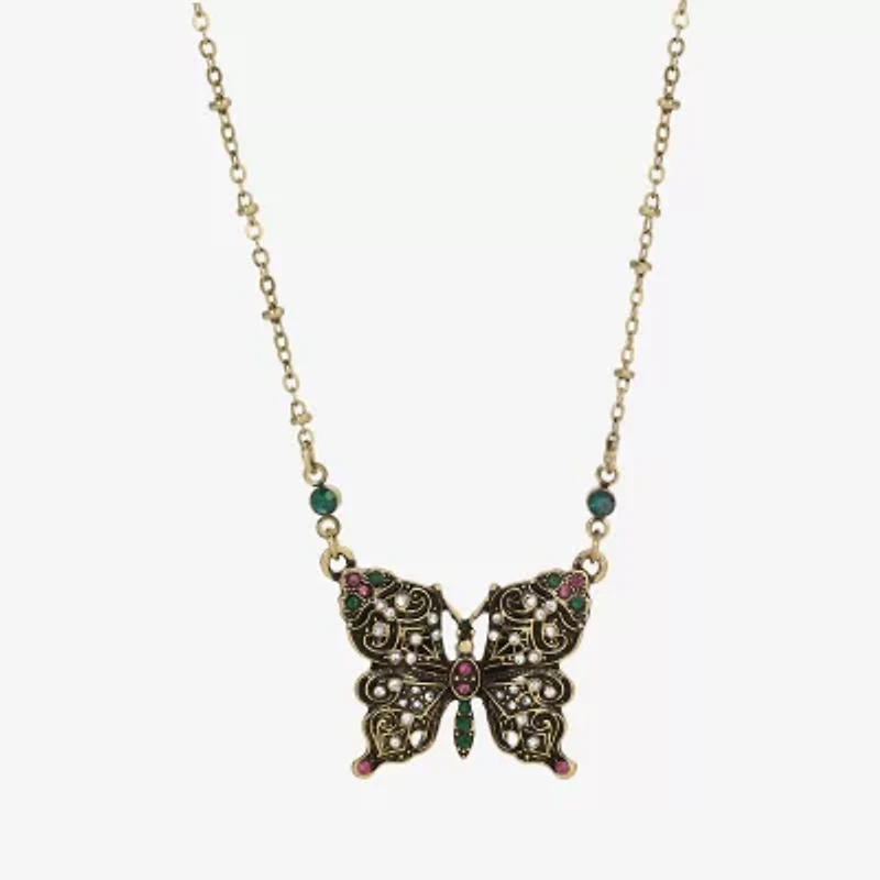 1928 Womens Alloy Butterfly 16 Inch Pendant Necklace