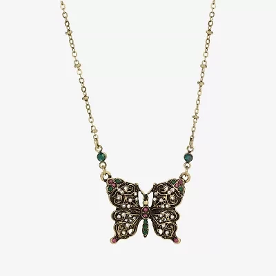 1928 Womens Alloy Butterfly 16 Inch Pendant Necklace