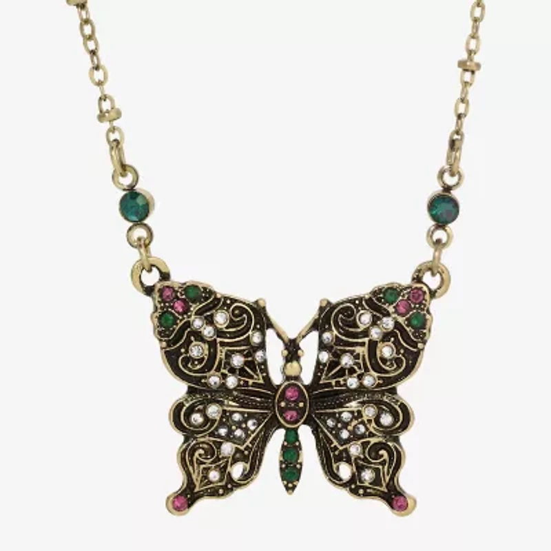 1928 Womens Alloy Butterfly 16 Inch Pendant Necklace