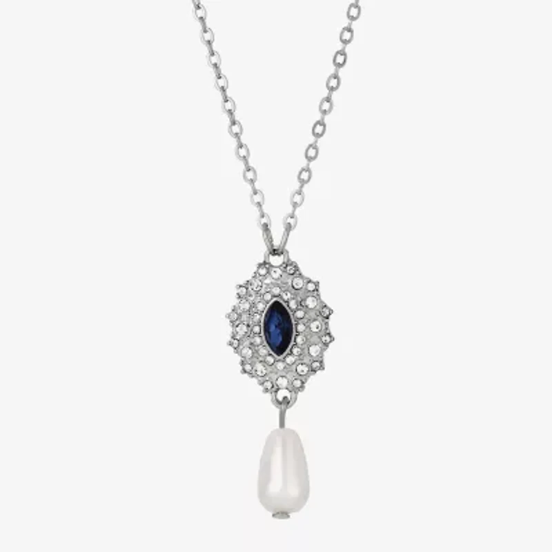 1928 Womens Simulated Pearl Alloy 16 Inch Pendant Necklace