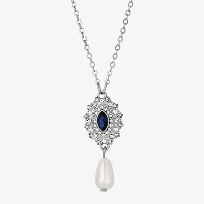 1928 Womens Simulated Pearl Alloy 16 Inch Pendant Necklace