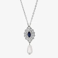 1928 Womens Simulated Pearl Alloy 16 Inch Pendant Necklace