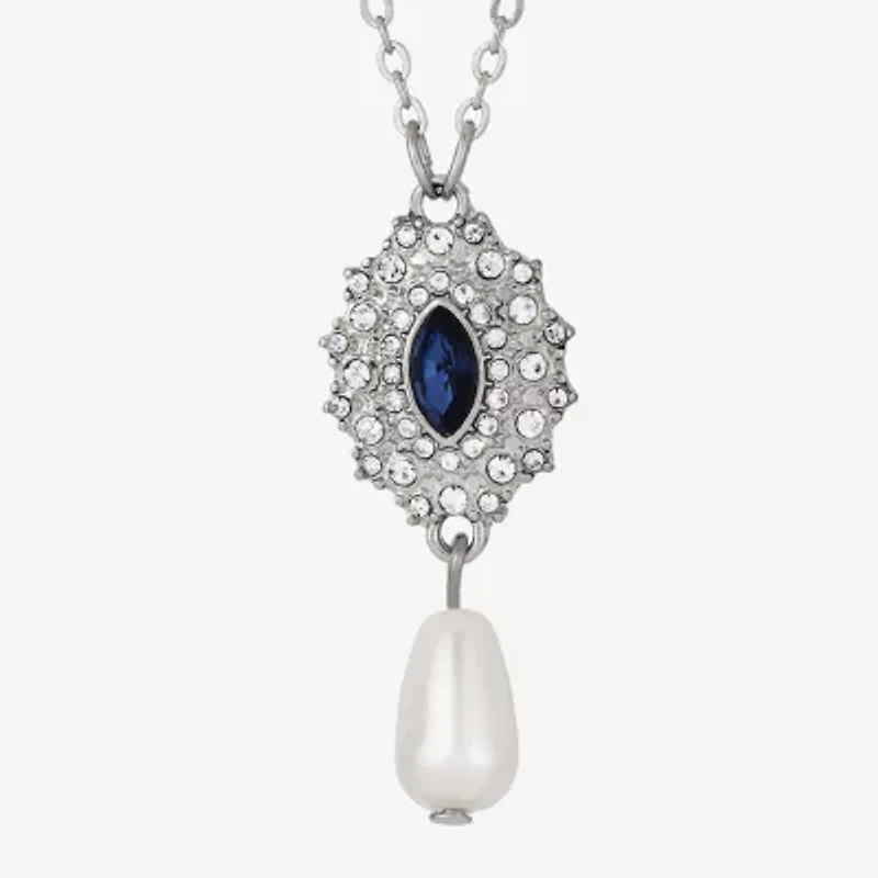 1928 Womens Simulated Pearl Alloy 16 Inch Pendant Necklace