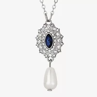 1928 Womens Simulated Pearl Alloy 16 Inch Pendant Necklace