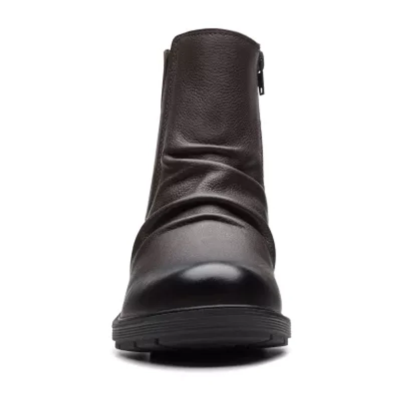 Clarks Womens Hearth Rose Block Heel Chelsea Boots
