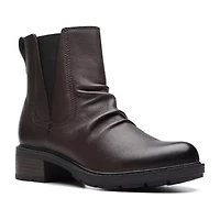 Clarks Womens Hearth Rose Block Heel Chelsea Boots
