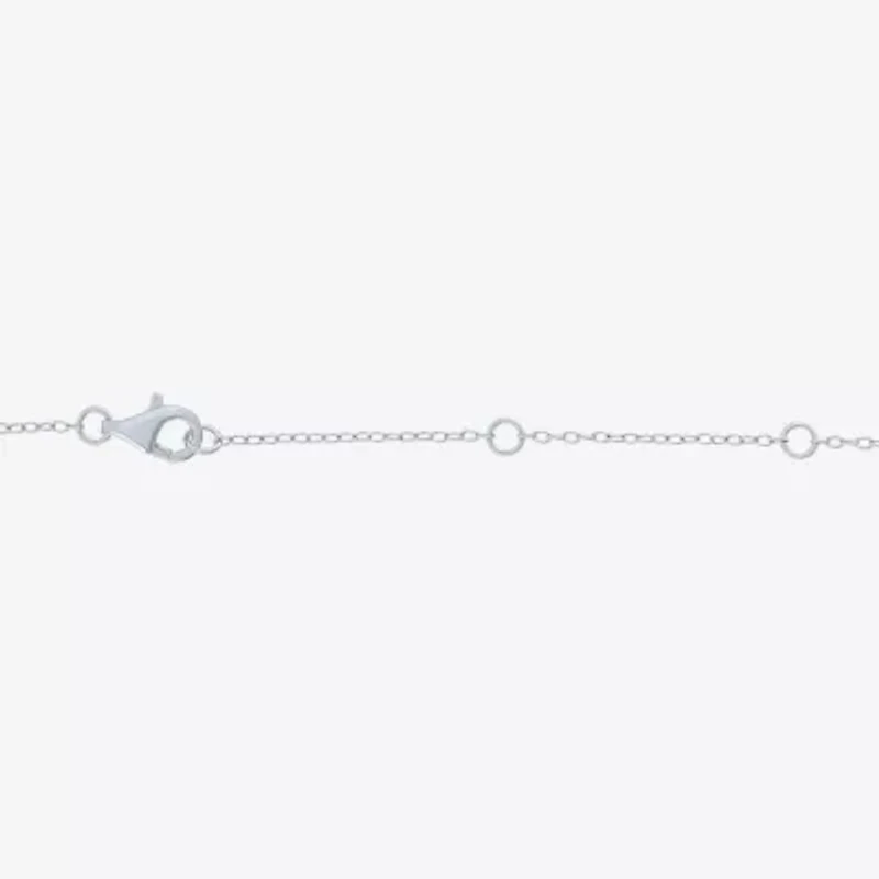 "Mom" Womens White Mother Of Pearl Sterling Silver Heart 16 Inch Pendant Necklace