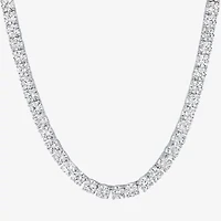 Womens White Sapphire Sterling Silver 18 Inch Tennis Necklace