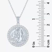 Taurus Womens Lab Created White Sapphire Sterling Silver Round 16 Inch Pendant Necklace