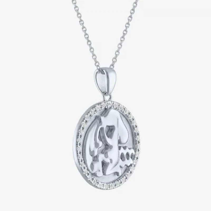 Taurus Womens Lab Created White Sapphire Sterling Silver Round 16 Inch Pendant Necklace