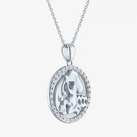 Taurus Womens Lab Created White Sapphire Sterling Silver Round 16 Inch Pendant Necklace