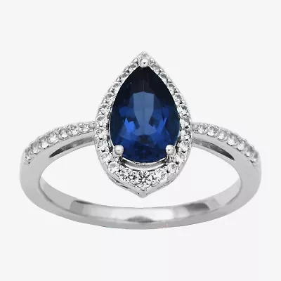 Womens Gemstone Sterling Silver Pear Cocktail Ring