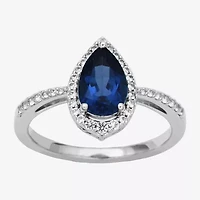 Womens Gemstone Sterling Silver Pear Cocktail Ring