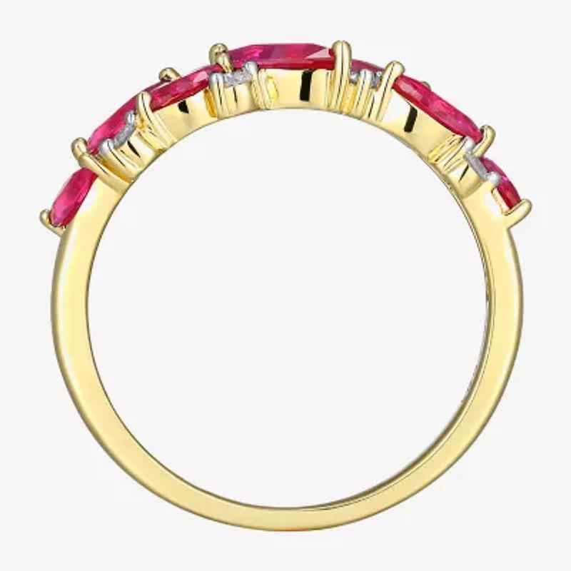 2MM Gemstone 18K Gold Over Silver Band