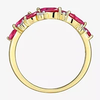 2MM Gemstone 18K Gold Over Silver Band