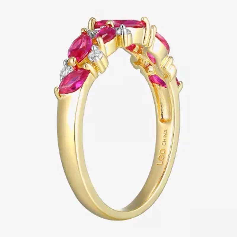 2MM Gemstone 18K Gold Over Silver Band